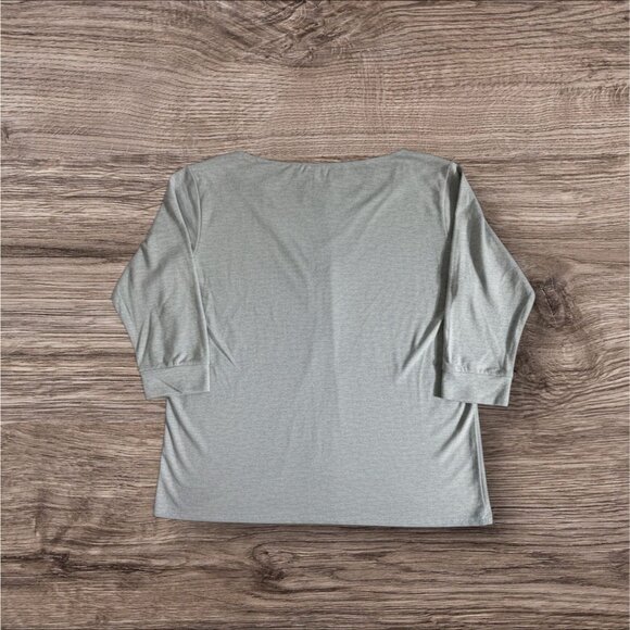 Como‎ Vintage Womens XL Gray 3/4 Sleeve Hooded Vneck Pullover Sweatshirt Blouse - Picture 2 of 4